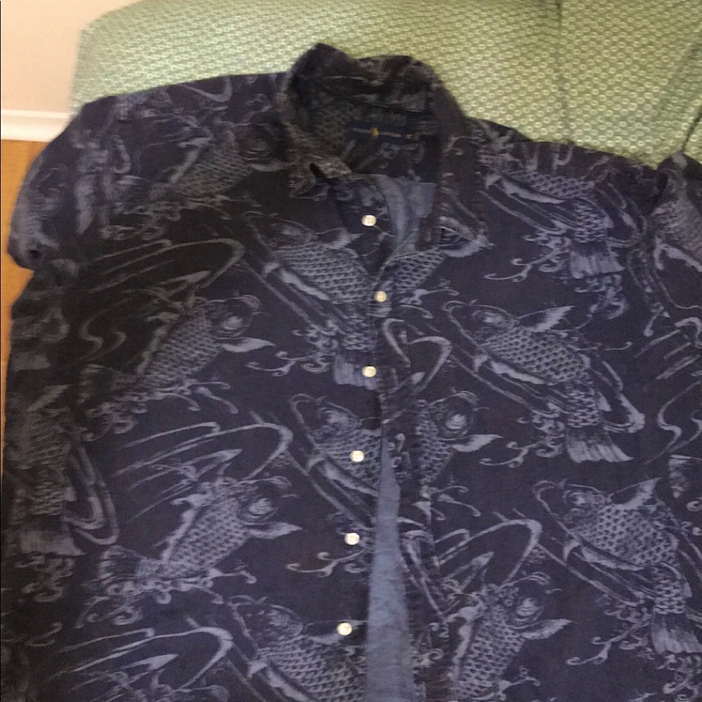 COPY - Ralph Lauren Short Sleeve Button Down- Koi fish print, 3xb